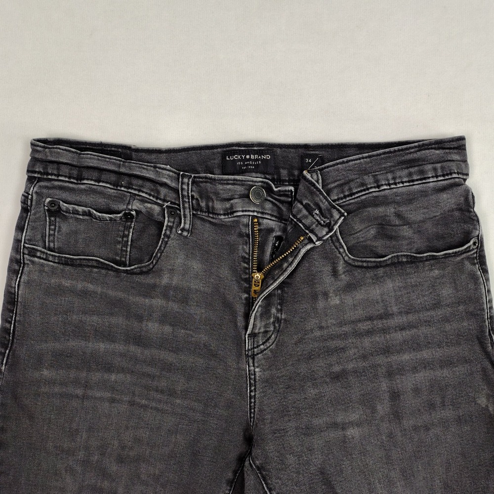 Lucky Brand 110 Slim Jeans Mens 34x32 Faded Black Denim Pants 73023 - Picture 2 of 8